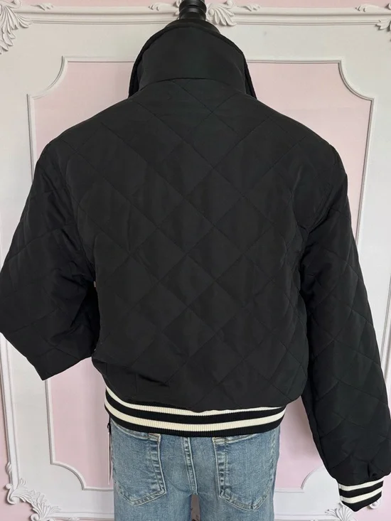 TRUE RELIGION Horseshoe Quilted Black Zip Up Bomber Jacket--NWT--M - Picture 4 of 16
